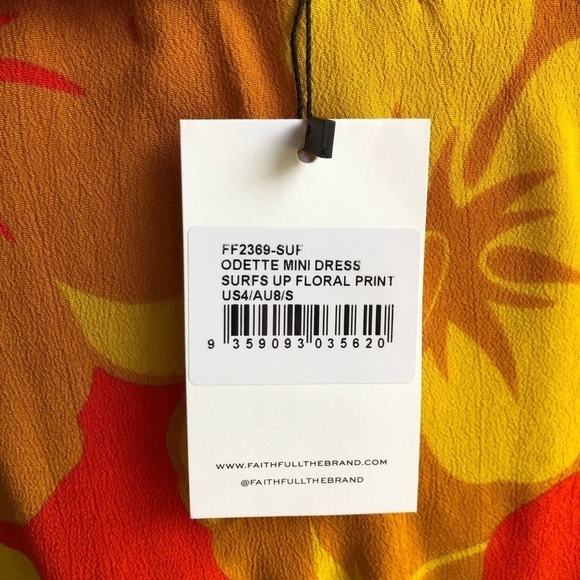 Faithful The Brand Odette Surfs Up Floral Crepe Halter Mini Dress Size 4 - Picture 10 of 14